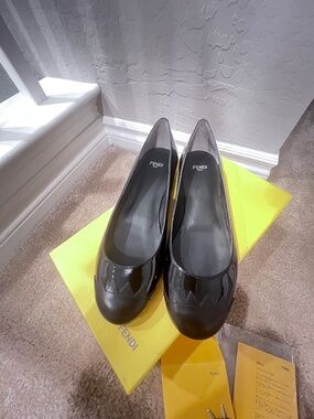 FENDI ROMA Ballet Shoes Patent Leather EU 38